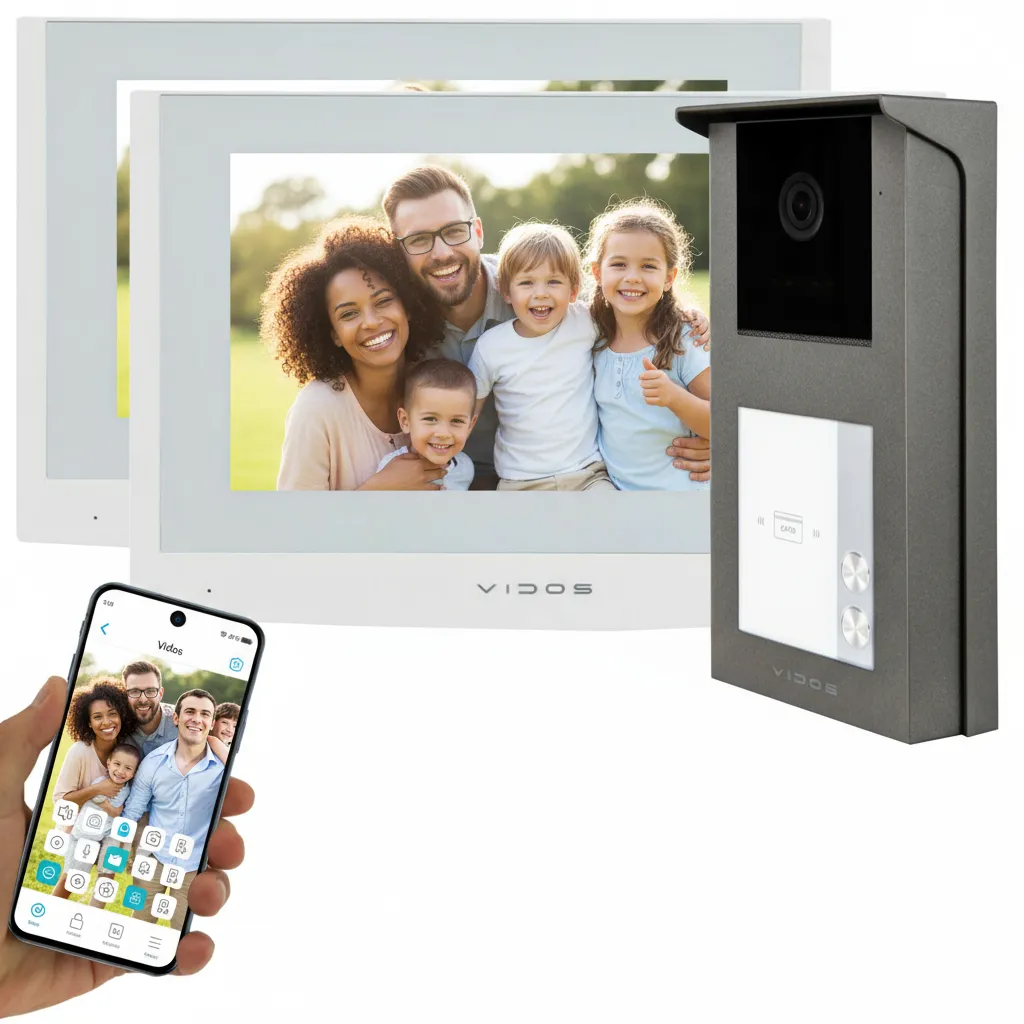 Wideodomofon dwurodzinny Vidos 2IP 2 żyłowy M200W-X + S201-2 Android
