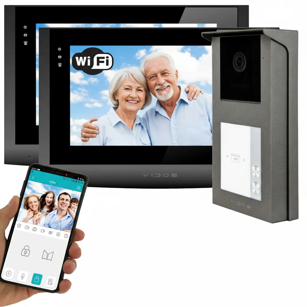 Wideodomofon dwurodzinny Vidos 2IP 2 żyłowy M200B-X + S201-2 Sterowanie telefonem