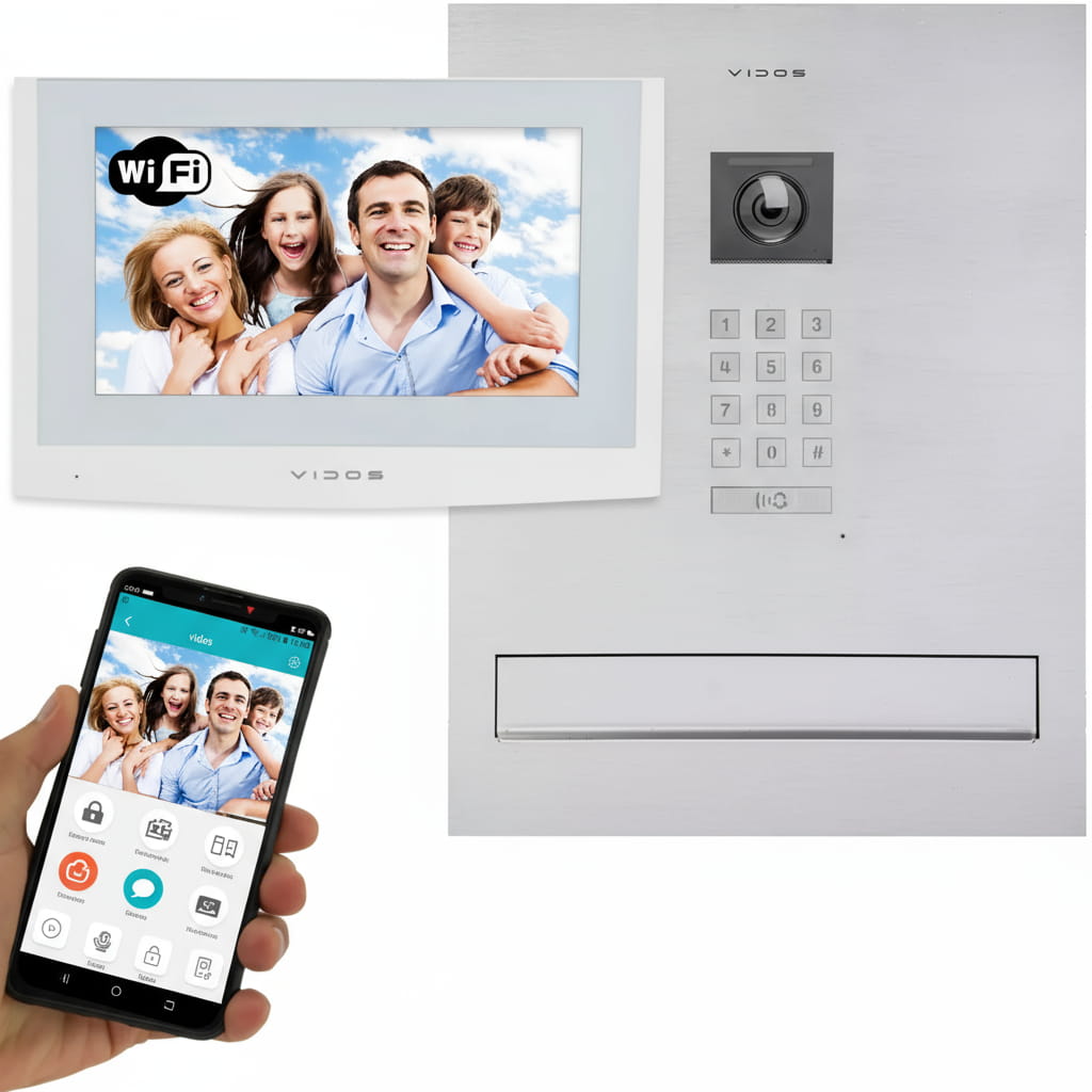 Skrzynka pocztowa + wideodomofon Vidos 2IP monitor dotykowy WiFi M200W-X + S204-SKM Podczerwień MicroSD