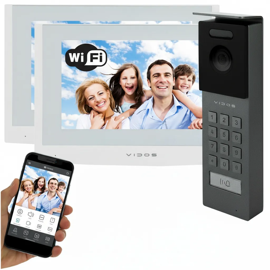 Wideodomofon 2IP 2 żyłowy Vidos z dwoma monitorami M200W-X + stacja S202 Android Podczerwień MicroSD