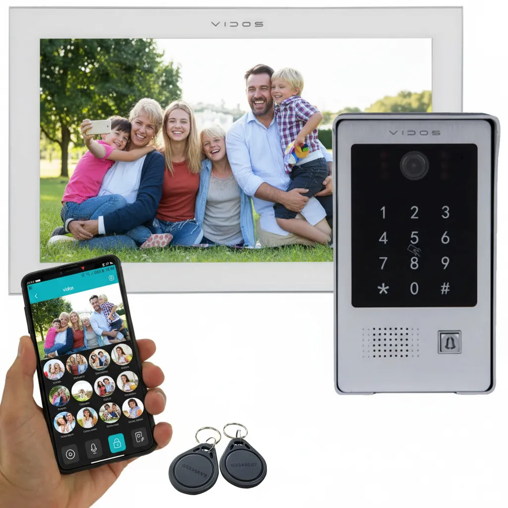 Wideodomofon WIFI Vidos M14W-X + S20DA Zamek szyfrowy Czytnik zbliżeniowy