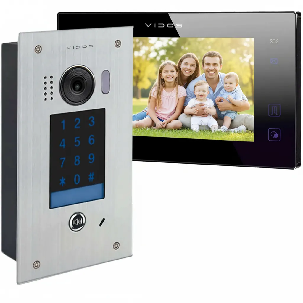 Wideodomofon Vidos DUO z podtynkową stacją S1401D z szyfratorem i dotykowym monitorem M1021B-2